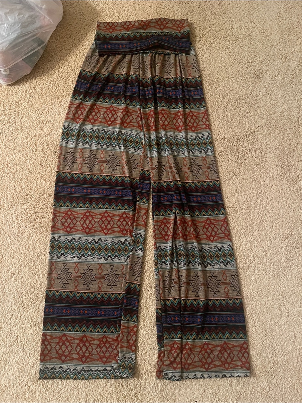 Gilli Wide-Leg Boho Stripe Palazzo Pants - Brown Multi